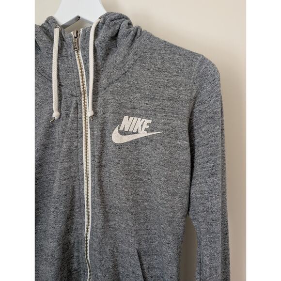 Nike Sports Gym Vintage Full Zip Hoodie Jacket Heathered Gray Small 813872-010 - Picture 2 of 9
